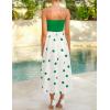 imageZESICA Womens 2025 Summer Boho Strapless Midi Dress Off Shoulder Polka Dot Printed Flowy A Line Long Dresses with PocketsGreen