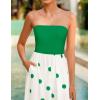 imageZESICA Womens 2025 Summer Boho Strapless Midi Dress Off Shoulder Polka Dot Printed Flowy A Line Long Dresses with PocketsGreen