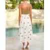 imageZESICA Womens 2025 Summer Boho Strapless Midi Dress Off Shoulder Polka Dot Printed Flowy A Line Long Dresses with PocketsKhaki