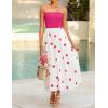 imageZESICA Womens 2025 Summer Boho Strapless Midi Dress Off Shoulder Polka Dot Printed Flowy A Line Long Dresses with PocketsRose