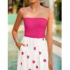 imageZESICA Womens 2025 Summer Boho Strapless Midi Dress Off Shoulder Polka Dot Printed Flowy A Line Long Dresses with PocketsRose