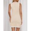 imageZESICA Womens 2025 Summer Sleeveless Mini Dress Crewneck Button Knit Color Block Bodycon Party Short Dresses with PocketsApricot