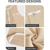 imageZESICA Womens 2025 Summer Sleeveless Mini Dress Crewneck Button Knit Color Block Bodycon Party Short Dresses with PocketsApricot