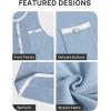 imageZESICA Womens 2025 Summer Sleeveless Mini Dress Crewneck Button Knit Color Block Bodycon Party Short Dresses with PocketsBlue