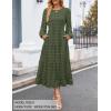 imageZESICA Womens Spring Long Sleeve Maxi Dresses Casual Crew Neck Swiss Dot Tiered Flowy A Line Wedding Guest DressArmy Green