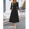 imageZESICA Womens Spring Long Sleeve Maxi Dresses Casual Crew Neck Swiss Dot Tiered Flowy A Line Wedding Guest DressBlack