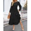 imageZESICA Womens Spring Long Sleeve Maxi Dresses Casual Crew Neck Swiss Dot Tiered Flowy A Line Wedding Guest DressBlack
