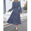 imageZESICA Womens Spring Long Sleeve Maxi Dresses Casual Crew Neck Swiss Dot Tiered Flowy A Line Wedding Guest DressDusty Blue