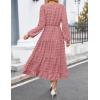 imageZESICA Womens Spring Long Sleeve Maxi Dresses Casual Crew Neck Swiss Dot Tiered Flowy A Line Wedding Guest DressDusty Pink