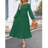 imageZESICA Womens Spring Long Sleeve Maxi Dresses Casual Crew Neck Swiss Dot Tiered Flowy A Line Wedding Guest DressGreen