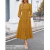 imageZESICA Womens Spring Long Sleeve Maxi Dresses Casual Crew Neck Swiss Dot Tiered Flowy A Line Wedding Guest DressMustard