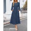 imageZESICA Womens Spring Long Sleeve Maxi Dresses Casual Crew Neck Swiss Dot Tiered Flowy A Line Wedding Guest DressNavy