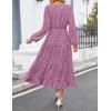 imageZESICA Womens Spring Long Sleeve Maxi Dresses Casual Crew Neck Swiss Dot Tiered Flowy A Line Wedding Guest DressPurple
