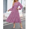 imageZESICA Womens Spring Long Sleeve Maxi Dresses Casual Crew Neck Swiss Dot Tiered Flowy A Line Wedding Guest DressPurple