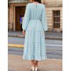 imageZESICA Womens Spring Long Sleeve Maxi Dresses Casual Crew Neck Swiss Dot Tiered Flowy A Line Wedding Guest DressSky