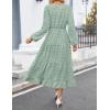 imageZESICA Womens Spring Long Sleeve Maxi Dresses Casual Crew Neck Swiss Dot Tiered Flowy A Line Wedding Guest DressTurquoise