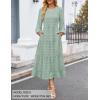 imageZESICA Womens Spring Long Sleeve Maxi Dresses Casual Crew Neck Swiss Dot Tiered Flowy A Line Wedding Guest DressTurquoise