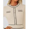 imageZESICA Womens Spring Pleated Sweater Dress Long Sleeve Crewneck Ribbed Knitted Midi DressesApricot