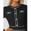 imageZESICA Womens Spring Pleated Sweater Dress Long Sleeve Crewneck Ribbed Knitted Midi DressesBlack