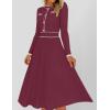 imageZESICA Womens Spring Pleated Sweater Dress Long Sleeve Crewneck Ribbed Knitted Midi DressesFuchsia