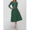 imageZESICA Womens Spring Pleated Sweater Dress Long Sleeve Crewneck Ribbed Knitted Midi DressesGreen