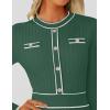 imageZESICA Womens Spring Pleated Sweater Dress Long Sleeve Crewneck Ribbed Knitted Midi DressesGreen