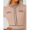 imageZESICA Womens Spring Pleated Sweater Dress Long Sleeve Crewneck Ribbed Knitted Midi DressesOatmeal