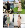 imageZESICA Womens Spring Pleated Sweater Dress Long Sleeve Crewneck Ribbed Knitted Midi DressesOlive