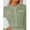 imageZESICA Womens Spring Pleated Sweater Dress Long Sleeve Crewneck Ribbed Knitted Midi DressesOlive