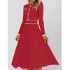 imageZESICA Womens Spring Pleated Sweater Dress Long Sleeve Crewneck Ribbed Knitted Midi DressesRed