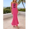 imageZESICA Womens Summer Elegant Off Shoulder Maxi Dress 2025 Sleeveless Mermaid Bodycon Wedding Party Long DressesRose