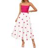 imageZESICA Womens 2025 Summer Boho Strapless Midi Dress Off Shoulder Polka Dot Printed Flowy A Line Long Dresses with PocketsRose