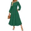 imageZESICA Womens Spring Long Sleeve Maxi Dresses Casual Crew Neck Swiss Dot Tiered Flowy A Line Wedding Guest DressGreen