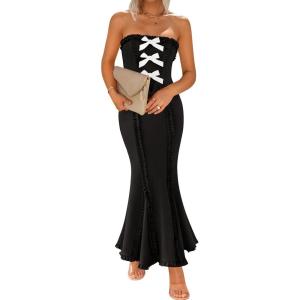 imageZESICA Womens Summer Elegant Off Shoulder Maxi Dress 2025 Sleeveless Mermaid Bodycon Wedding Party Long DressesBlack