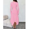 imageZESICA Womens 2025 Spring Long Sleeve Crewneck Ribbed Knit High Waist Midi Sweater Dresses with BeltPink