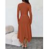 imageZESICA Womens 2025 Spring Long Sleeve Crewneck Ribbed Knit High Waist Midi Sweater Dresses with BeltRust