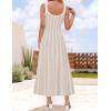 imageZESICA Womens 2025 Summer Sleeveless Striped Midi Dresses Casual A Line Swing Knit Long Dress Beach Vacation ClothesApricot