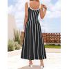 imageZESICA Womens 2025 Summer Sleeveless Striped Midi Dresses Casual A Line Swing Knit Long Dress Beach Vacation ClothesBlack