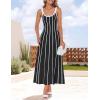 imageZESICA Womens 2025 Summer Sleeveless Striped Midi Dresses Casual A Line Swing Knit Long Dress Beach Vacation ClothesBlack
