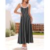 imageZESICA Womens 2025 Summer Sleeveless Striped Midi Dresses Casual A Line Swing Knit Long Dress Beach Vacation ClothesBlack