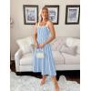 imageZESICA Womens 2025 Summer Sleeveless Striped Midi Dresses Casual A Line Swing Knit Long Dress Beach Vacation ClothesBlue