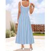 imageZESICA Womens 2025 Summer Sleeveless Striped Midi Dresses Casual A Line Swing Knit Long Dress Beach Vacation ClothesBlue