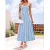 imageZESICA Womens 2025 Summer Sleeveless Striped Midi Dresses Casual A Line Swing Knit Long Dress Beach Vacation ClothesBlue