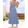 imageZESICA Womens 2025 Summer Sleeveless Striped Midi Dresses Casual A Line Swing Knit Long Dress Beach Vacation ClothesDusty Blue