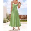 imageZESICA Womens 2025 Summer Sleeveless Striped Midi Dresses Casual A Line Swing Knit Long Dress Beach Vacation ClothesLight Green