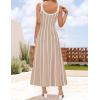 imageZESICA Womens 2025 Summer Sleeveless Striped Midi Dresses Casual A Line Swing Knit Long Dress Beach Vacation ClothesOatmeal