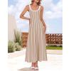 imageZESICA Womens 2025 Summer Sleeveless Striped Midi Dresses Casual A Line Swing Knit Long Dress Beach Vacation ClothesOatmeal
