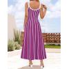 imageZESICA Womens 2025 Summer Sleeveless Striped Midi Dresses Casual A Line Swing Knit Long Dress Beach Vacation ClothesPlum
