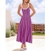 imageZESICA Womens 2025 Summer Sleeveless Striped Midi Dresses Casual A Line Swing Knit Long Dress Beach Vacation ClothesPlum