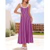 imageZESICA Womens 2025 Summer Sleeveless Striped Midi Dresses Casual A Line Swing Knit Long Dress Beach Vacation ClothesPlum